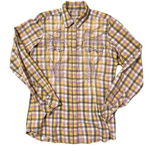 Wrangler Shirt Rock 47 Womens Medium Embellished Rhinestones Western Wings Cross
